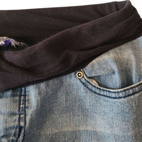 Maternity Jeans Below‎ The Bump Stretch Band Faded Denim Flare Legs Sz M - Picture 5 of 11